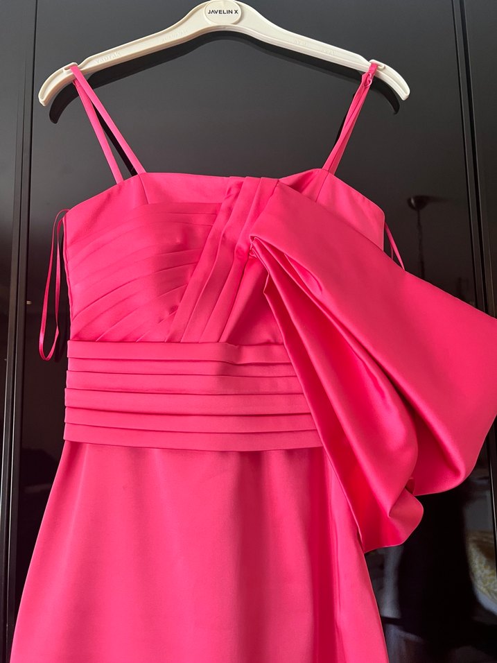 Pembe Drapeli Uzun Abiye Elbise - Görsel 4