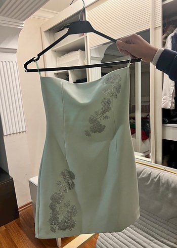 Zara taşlı mini elbise - Görsel 4