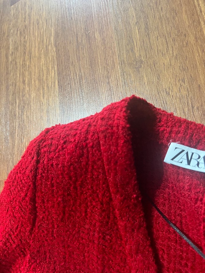 Zara kırmızı dar kesim ceket - Görsel 4