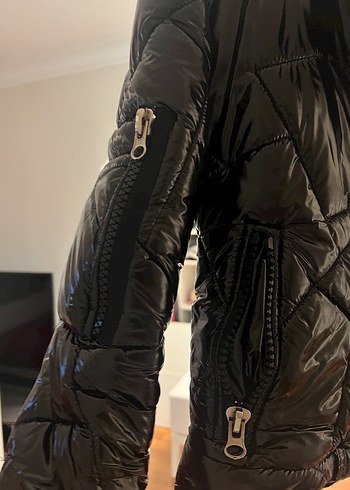 Siyah Deri Biker Ceket Yüksek Yakalı - Görsel 6