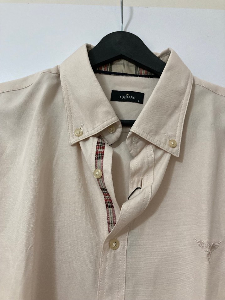 Tudors Bej Erkek Uzun Kollu  Gömlek - Görsel 2