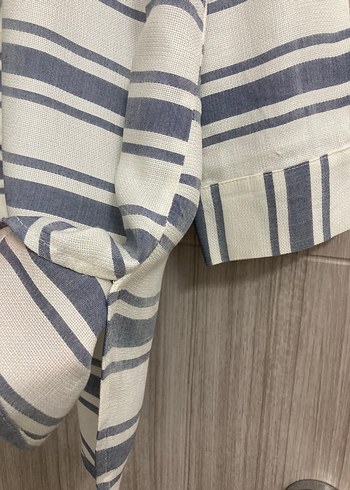 Bej Gri Çizgili Uzun Kollu Gömlek - Görsel 2