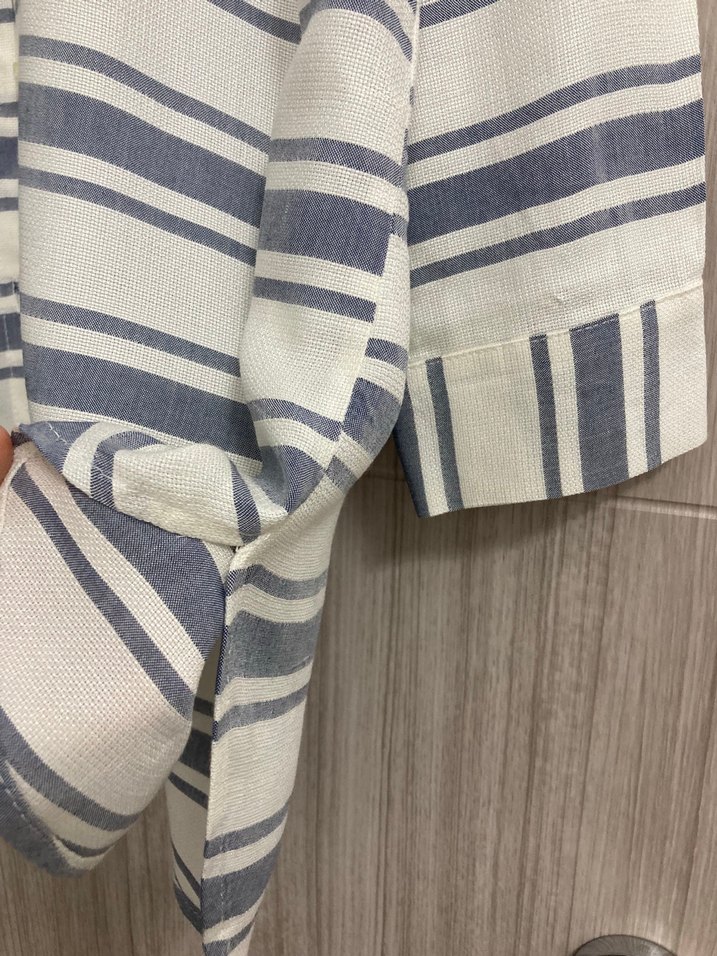 Bej Gri Çizgili Uzun Kollu Gömlek - Görsel 2