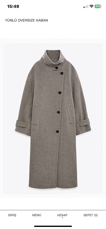 Zara yünlü oversize kaban