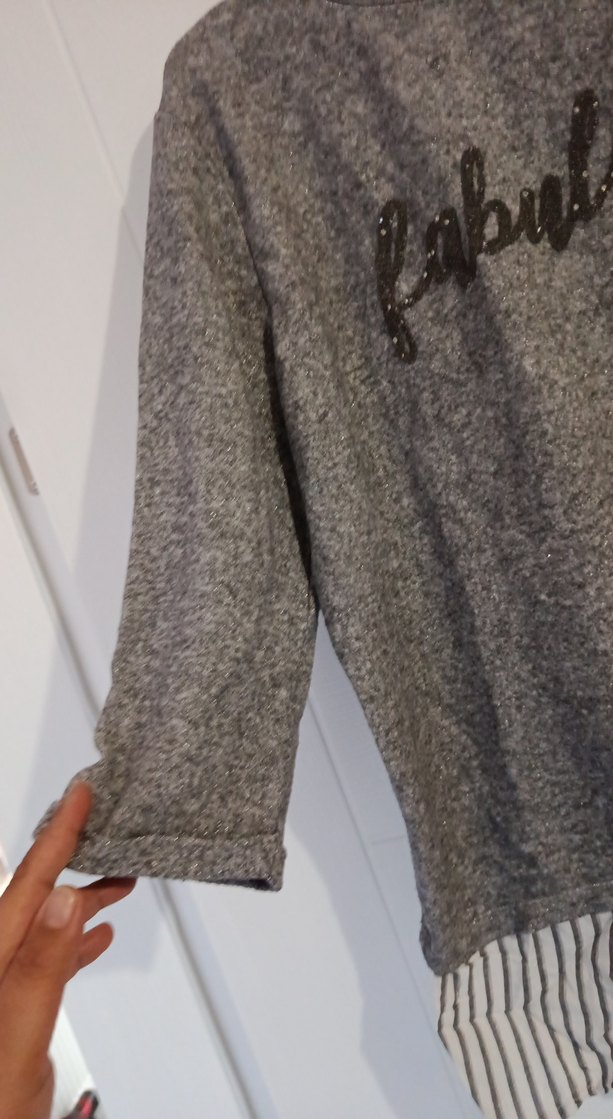 Gri Kadın Uzun Kollu Örme Triko - Görsel 2