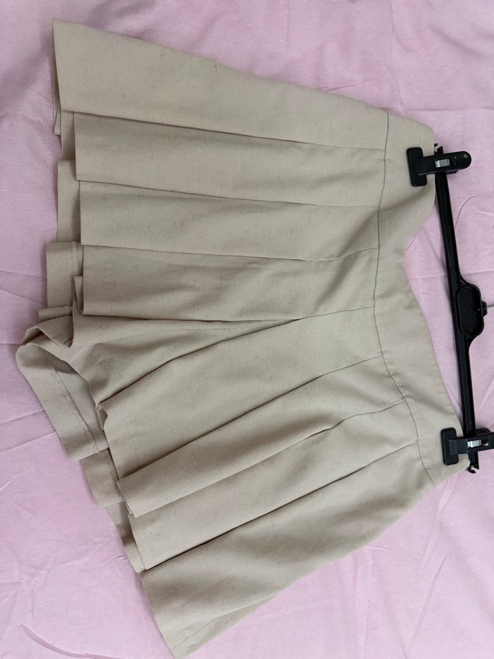 Adl Bej Pliseli Mini Keten Etek - Görsel 2