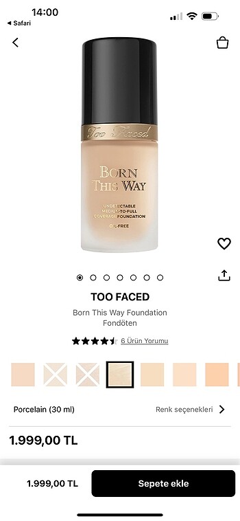 Beden Renk Too faced fondöten
