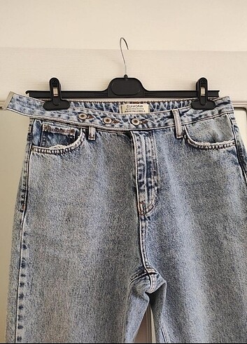 40 Beden Bel Detaylı Mom Jean