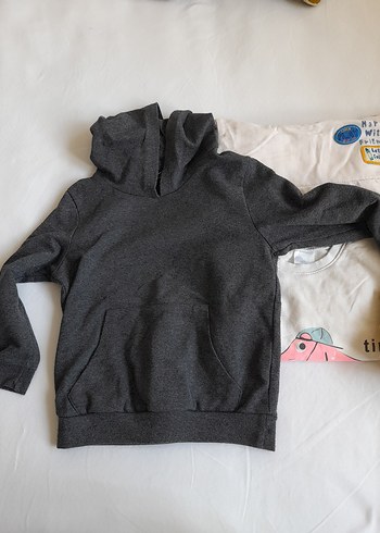 24-36 Ay Beden Kapüşonlu Erkek Çocuk Sweatshirt Gri-Beyaz toplu fiyat