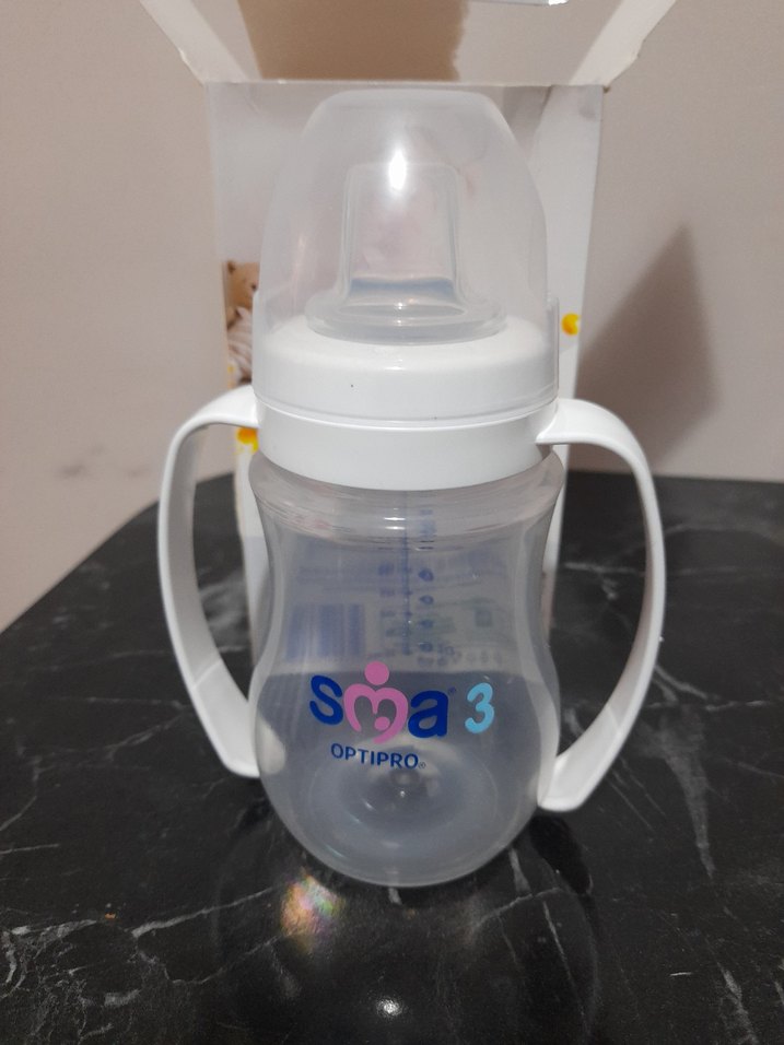 Bebek Biberonu, Kulplu, Beyaz ve Gri - Görsel 2