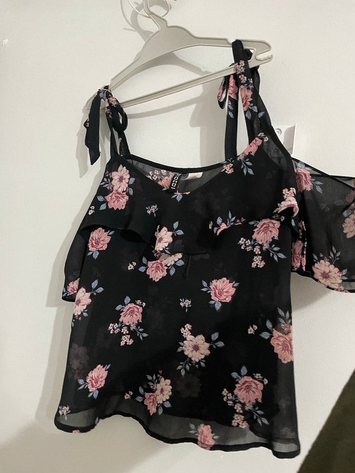 Çiçek Desenli bağlanabilir askılı  Bluz - Görsel 2