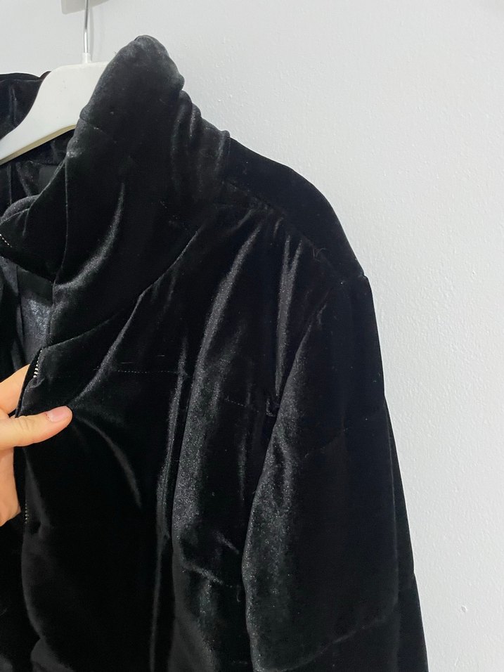 Siyah Süet Kadın Ceket, Fermuarlı, Normal Boy - Görsel 3