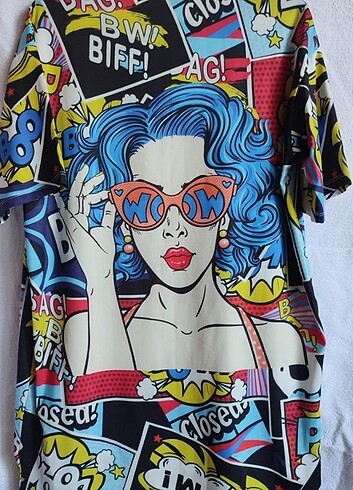 Trendyol & Milla Pop art desenli kısa elbise
