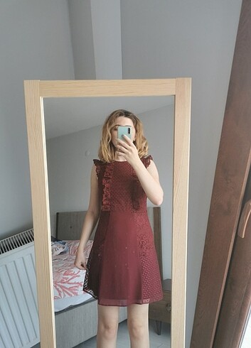 Milla bordo dantelli elbise 