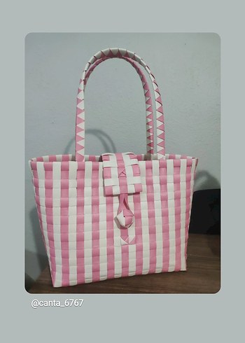 Pembe Ekose Bohem Plaj Çantası