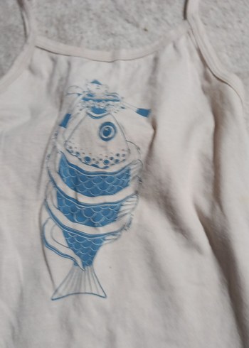 Kız Çocuk Mavi Baskılı Kemerli Askısız Atlet - Görsel 6