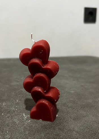 Kırmızı Kalp Şeklinde Mum