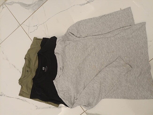 H&M H&M basic uzun kollu 3'lü tişört
