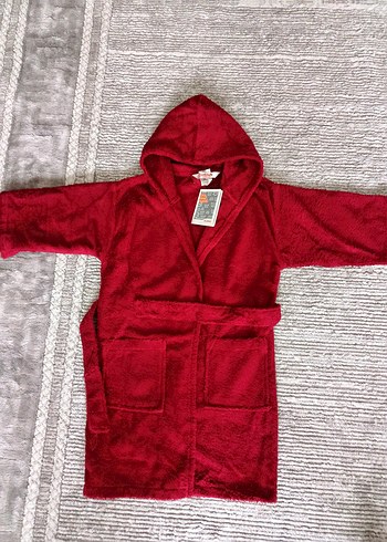 Özdilek Bordo Kapüşonlu 5_6 yaş bornoz - Görsel 5