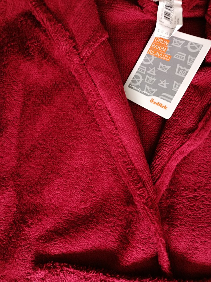 Özdilek Bordo Kapüşonlu 5_6 yaş bornoz - Görsel 2