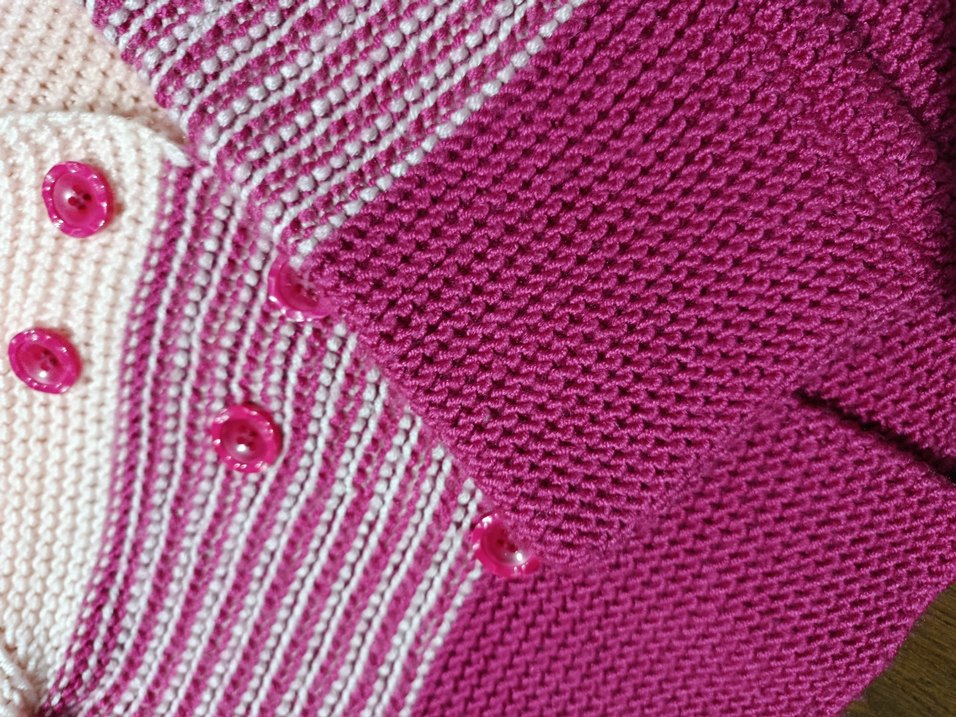 Kız Çocuk Pembe Örgü Hırka Kapüşonlu - Görsel 5