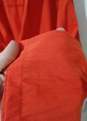 TuruncuUzun Kollu Keten Gömlek - Görsel 2