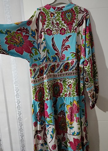 Çiçek Desenli Uzun Bohem Elbise - Görsel 6