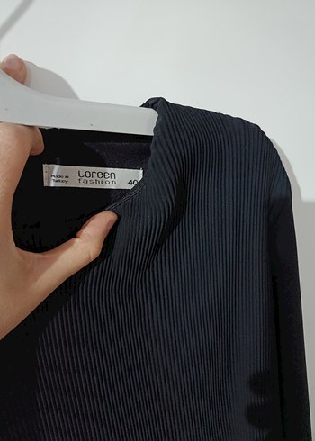 Siyah Piliseli Uzun Kollu şifon Elbise - Görsel 4