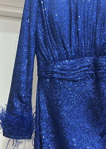 SaksParlak payetli Uzun Abiye Elbise - Görsel 4