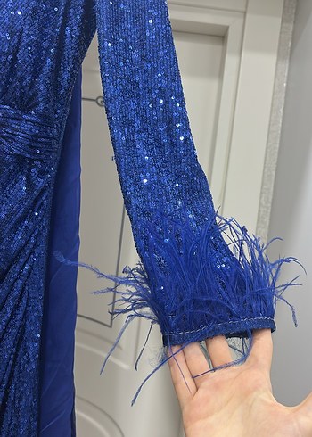 SaksParlak payetli Uzun Abiye Elbise - Görsel 5