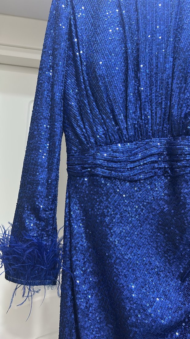 SaksParlak payetli Uzun Abiye Elbise - Görsel 4