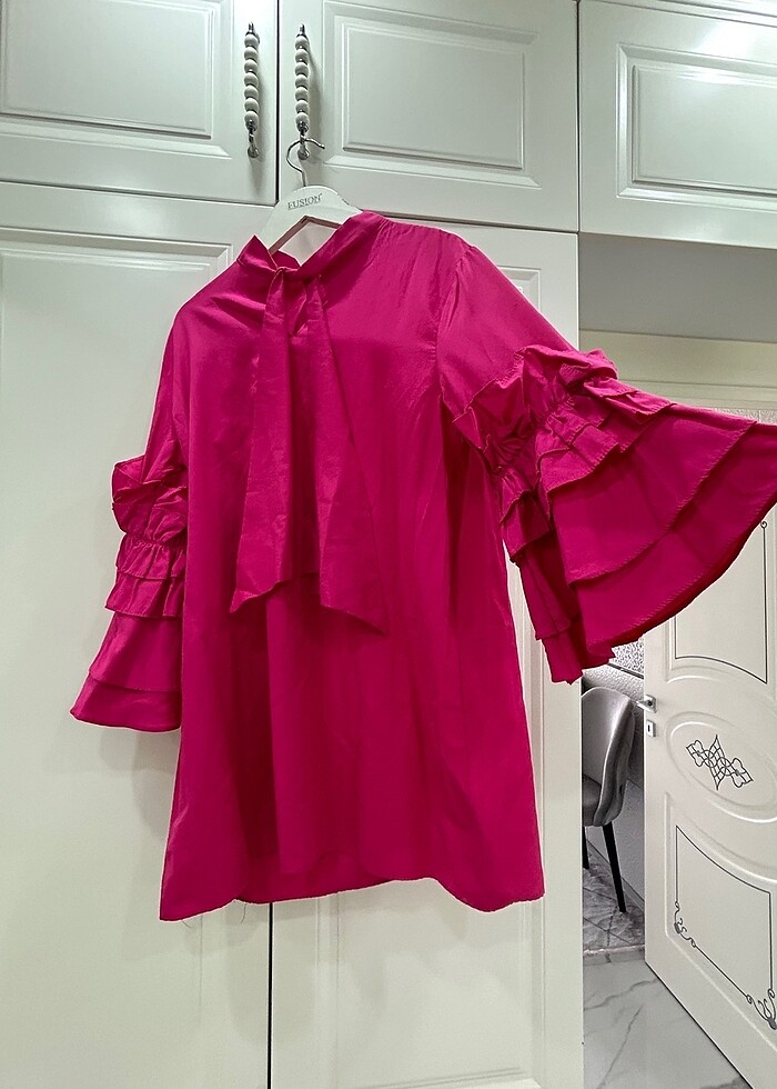 Fuşya fiyonk detaylı gömlek - Görsel 2