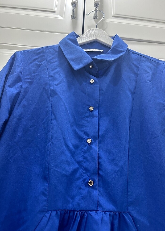 Mavi swaroski taşlı gömlek - Görsel 3