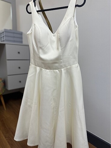 Beyaz Saten Abiye Elbise - Görsel 5