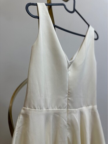 Beyaz Saten Abiye Elbise - Görsel 7