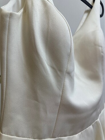 Beyaz Saten Abiye Elbise - Görsel 4