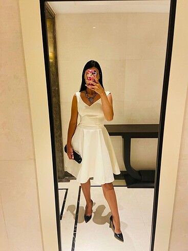 Beyaz Saten Abiye Elbise - Görsel 10