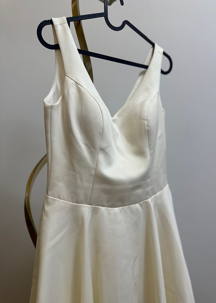 Beyaz Saten Abiye Elbise - Görsel 2