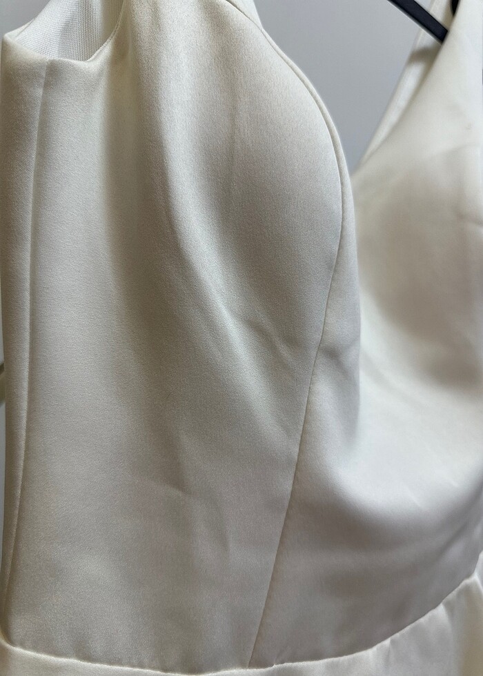 Beyaz Saten Abiye Elbise - Görsel 4