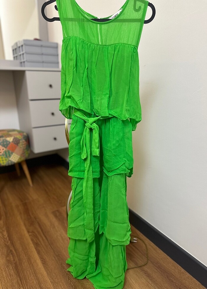 Yeşil Tül Elbise - Görsel 4