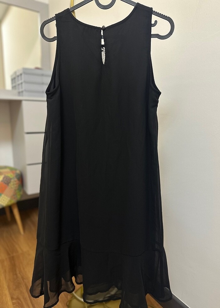 Saten Siyah Elbise - Görsel 2