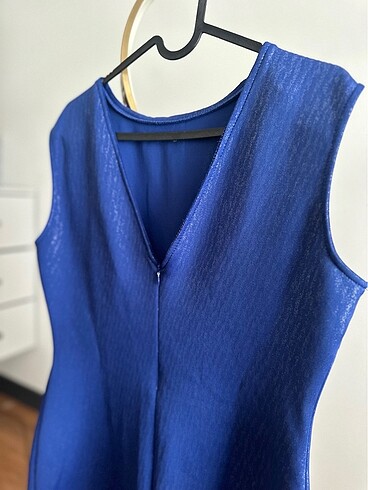 Simli Mavi Elbise - Görsel 5