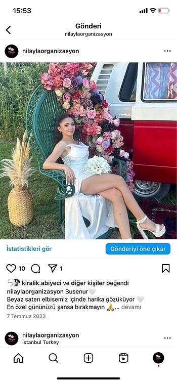 Beyaz saten abiye