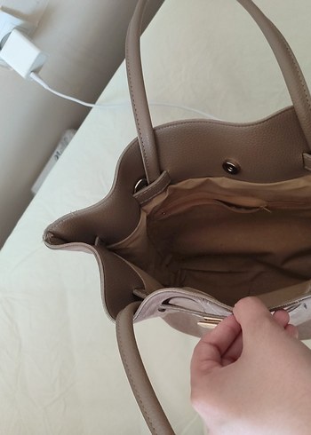 Bej Süet Kadın Omuz Çantası - Görsel 6