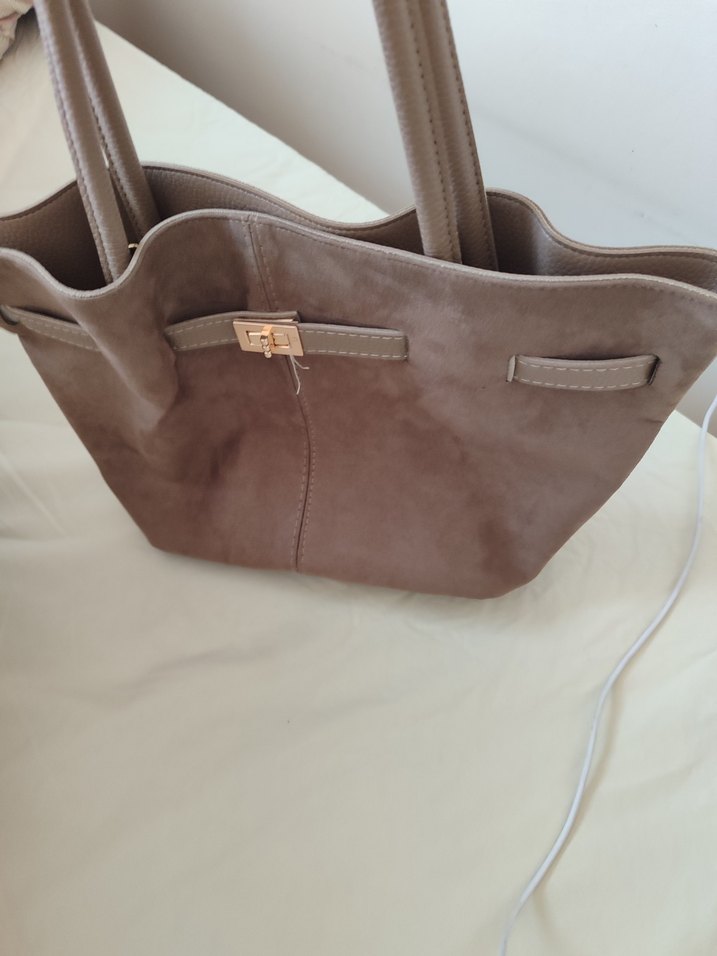 Bej Süet Kadın Omuz Çantası - Görsel 3