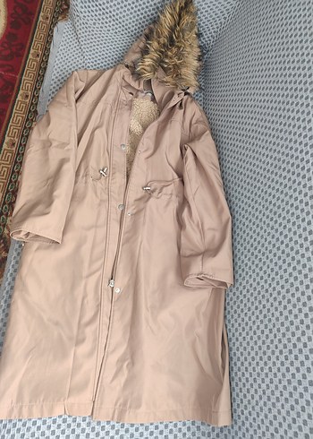 Bej Kadın Midi Parka Kürklü - Görsel 6