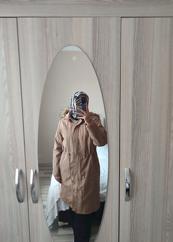 Bej Kadın Midi Parka Kürklü - Görsel 4