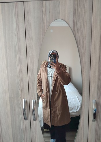 Bej Kadın Midi Parka Kürklü - Görsel 3