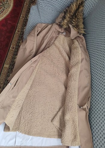 Bej Kadın Midi Parka Kürklü - Görsel 8