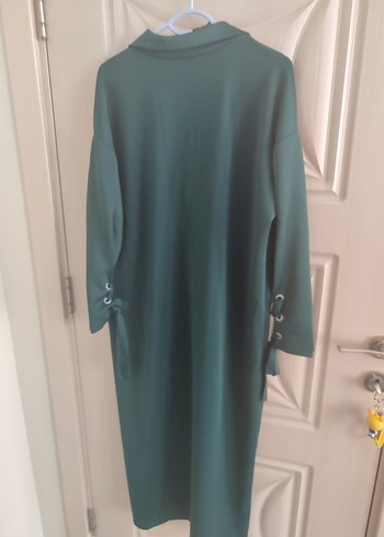 Düğmeli Yeşil Uzun Kadın Elbise - Görsel 7